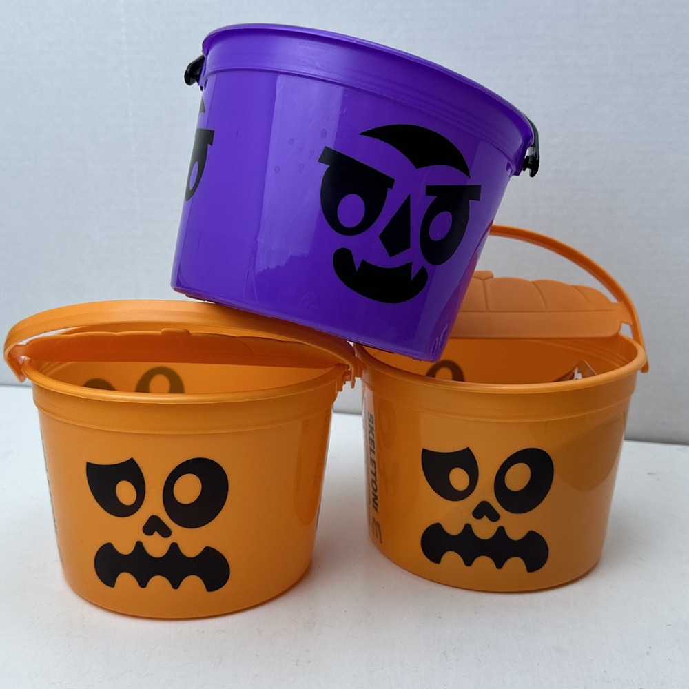 2023 McDonald's Halloween Bucket Lot Of 3 Pails Happy Meals Vampire Skeleton